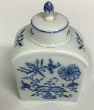 Vintage Meissen Porcelain Tea Caddy With Blue Flowers