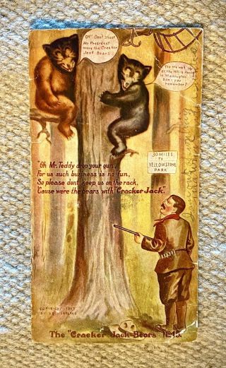 Vintage Cracker Jack 15 Postcard Teddy Roosevelt And “the Cracker Jack Bears”