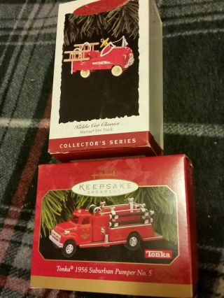Hallmark Keepsake Ornaments Firetrucks Tonka 1956 & Murray Kiddie Car