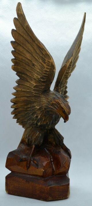 Vintage Hand Carved Wood Eagle Art Sculpture Carving 1958 Ukraine Ussr