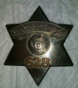 Vintage Chicago Police Officer Badge Retired 628 C H Hanson Co