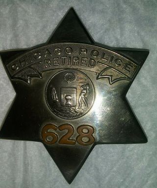 VINTAGE Chicago Police Officer Badge Retired 628 C H Hanson Co 2