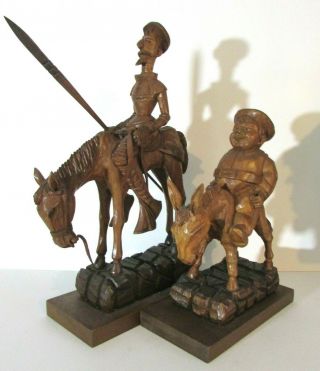 Vintage Jose Pinal Wood Carvings - Don Quixote & Sancho Panza - Mexican Folk Art 2