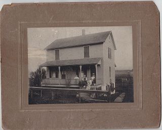Antique Vintage Cabinet Card Photograph Cool Country Home People On Porch