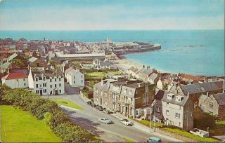 Scarce Old Postcard - View From Parish Church Tower - Dunbar Vintage Cars C.  1975