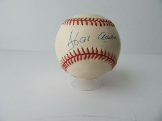 Hank Aaron Signed Official National League Vintage Coleman Baseball Loa Jsa
