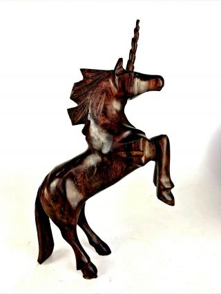 Rare Vintage Hand Carved Wood Unicorn Figurine Ironwood