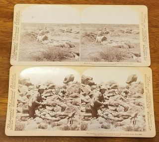 (2) 1900 British Soldiers Boer War South Africa Stereoview Card Battlefield