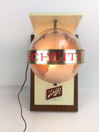 Vintage 1968 Schlitz Brewing Co Globe Motion Light Wall Mount -