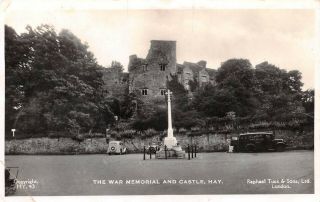 Hay - War Memorial & Castle An Old Real Photo Postcard 25522
