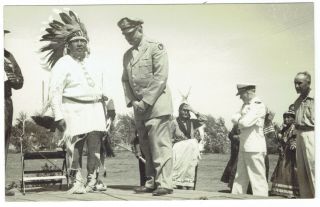 Native American Indian Military Ceremony Rppc Real Photo Postcard Vintage