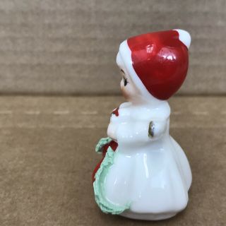 Vintage Lefton Mini Girl Angel Figurine Holding Christmas Present 2 
