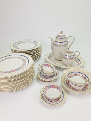 Vintage French Limoges Porcelain Coffee Set And Plates L Bernardaud & Co B & Co