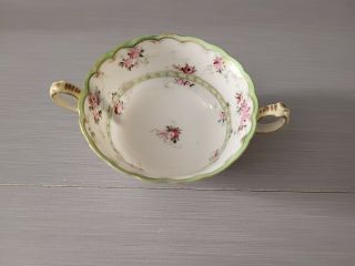 Vintage Antique Hand Painted Pink Roses Tea Cup & Saucer Gold Handle.