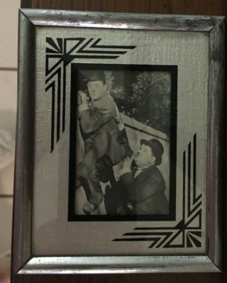 Vintage Silver Metal Frame With Black/gray On Glass 5 " X 4 " Laurel & Hardy Photo