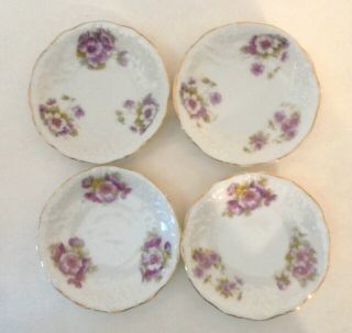 Set Of 4 Orchid Floral Butter Pats Or Miniature Plates