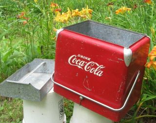 Vintage Collectible Coca Cola Cooler (1950s?) With Lid,  Tray And Drain Plug