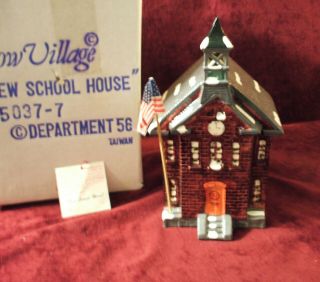 Vintage Dept.  56 Snow Village " School House " 1985,  And Cord.