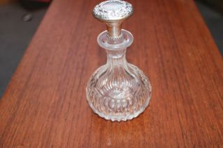 Antique Cut Glass Perfume Bottle Sterling Repousse Stopper Hallmark