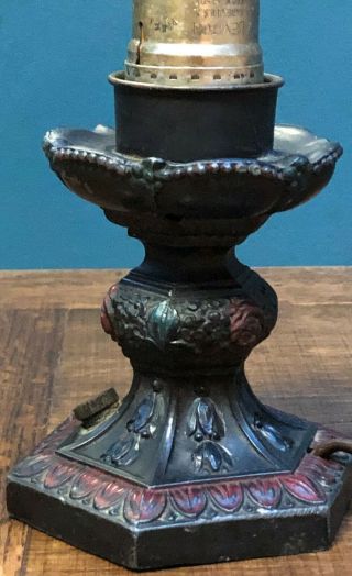 Antique Cast Metal Art Nouveau Candlestick Table Lamp Base