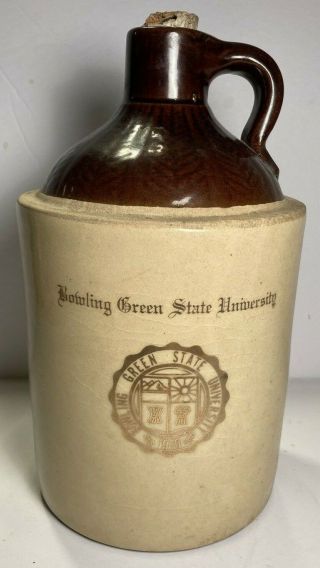 Antique Stoneware Advertising Whiskey Jug Brown Ceramic - Bowling Green 914 - 2