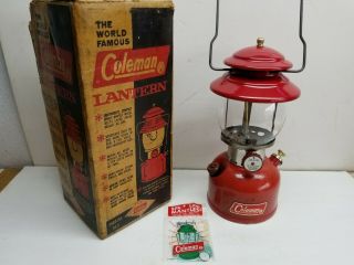 Vintage 6/66 Coleman 200a Lantern Single Mantle Use Or Collect W Box
