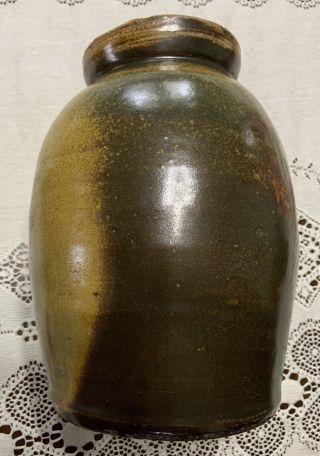 Antique Canning Crock Jar Salt Glazed Multi Color Stoneware Pa/oh/wv Region