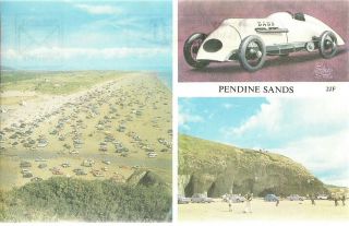 Old Postcard - Pendine Sands - Carmarthenshire - C.  1978 Cars On Beach