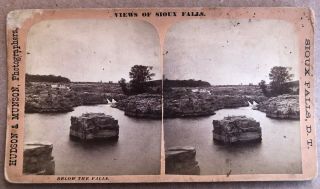 Dakota Territory Stereoview Sioux Falls From Below By Hudson & Munson 1870s 2