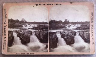 Dakota Territory Stereoview Sioux Falls From Below By Hudson & Munson 1870s