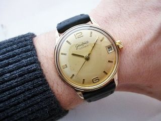 Rare German Gub Glashutte / GlashÜtte Date Vintage Wristwatch 1960 