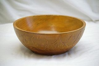 Old Vintage Wooden Fruit Bowl Decorative Art Turned Wood Kitchen Tool Decor Mcm