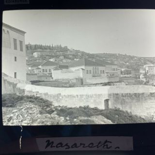 Vtg Magic Lantern Glass Slide Photo View Of Nazareth Israel