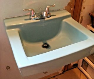 Vintage American Standard Blue Sink Wall Mounted Mcm Retro Powder Blue 1960s