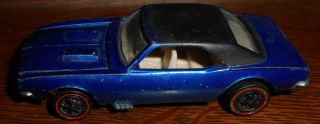 Vtg.  1967 Hot Wheels Redline Custom Camaro Blue W/black Roof Usa