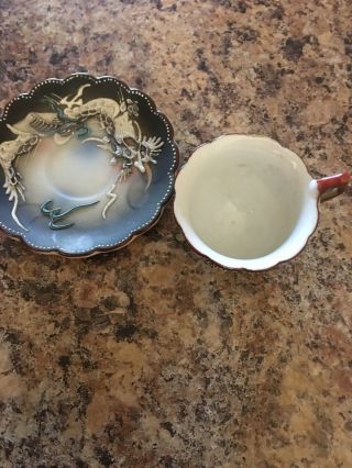 Vintage Japanese Mini Dragon Tea Cup And Saucer 3