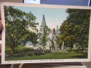 Vintage Old Ohio Postcard West Liberty Mac O Chee Castle Donn Piatt Home Mansion