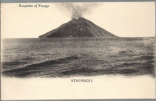 Rare Old Postcard - Keepsake Of Voyage - Stromboli - Italy C.  1925