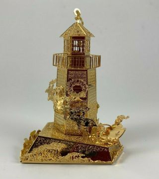 Danbury - 1998 Annual Gold Christmas Ornament - " North Pole Lighthouse "