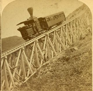 Mt.  Washington Nh: Train On Jacob’s Ladder Railroad Rr 1870s Littleton C136