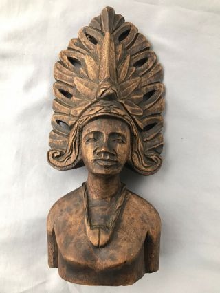 Vintage Wood Hand Carved Figure Statue Woman Tribal Ethnic African? Polynesian?