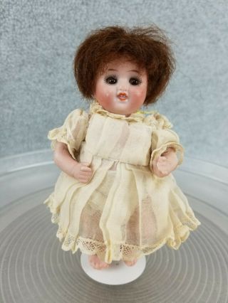 4 - 1/2 " Antique All Bisque German Kestner Baby Doll With Glass Eyes