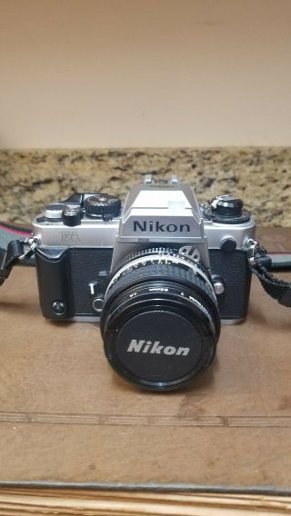 Vintage Exc Nikon Fa 35mm Camera With 1.  4/50mm Lens Leather Case And Strap