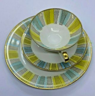 Bavaria Elfenbein Porzellan Vintage China Plate Saucer Cup Art Deco Gold Trim