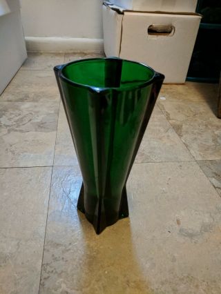 Vintage Mid Century Modern Emerald Green Deco Style Vase
