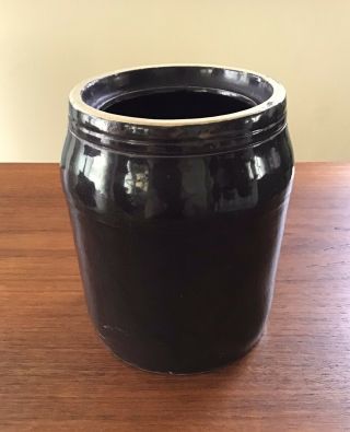 Large Vintage Salt Glazed Rustic Primitive Brown Stoneware Pickle Jar Crock