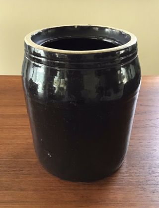 Large Vintage Salt Glazed Rustic Primitive Brown Stoneware Pickle Jar Crock 2