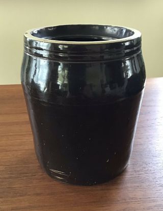 Large Vintage Salt Glazed Rustic Primitive Brown Stoneware Pickle Jar Crock 3