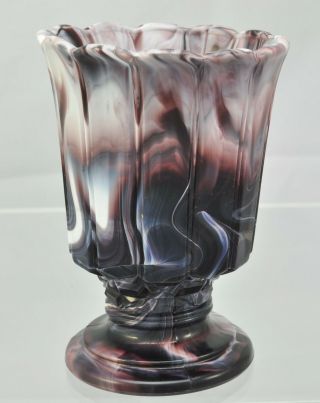 Antique Purple Slag Glass Fluted Spill Vase 19th Century