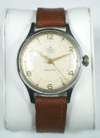 Rare Vintage Mens Smiths Deluxe 17 Jewels Shockproof Watch